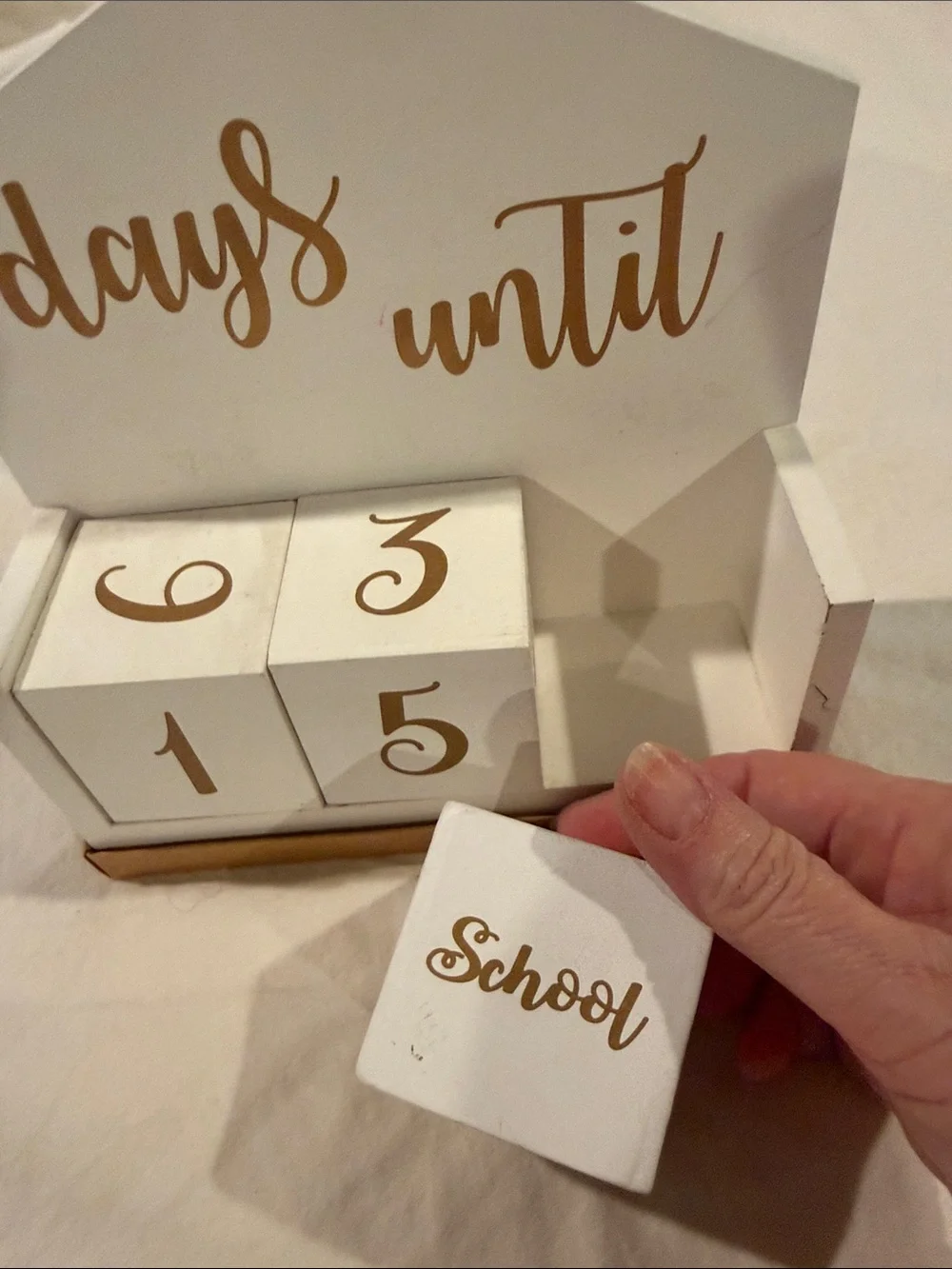 White and Gold 'Days Until' Countdown Blocks - Home Wall Decor